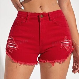 Raw Hem Ripped Denim Short